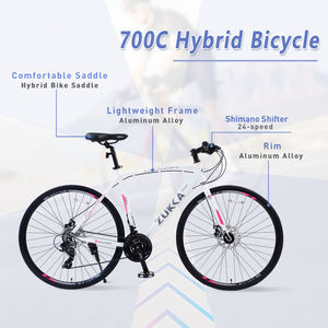 <span class=keywords><strong>Bicicleta</strong></span> de Montaña Híbrida con Cuadro de Aluminio 700C, 24 Velocidades, 3x8 Marchas, Frenos de Disco Dobles, Neumáticos 700x25C, Ciclismo para Adultos - Product Image 4