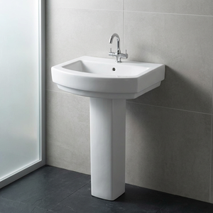 Latest Art Modern Antique Ceramic <b>Wall</b> Hung Wash Basin Half Pedestal Semi Washbasins Set Bathroom - Product Image 2