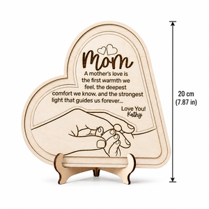 Plaque de remerciement en forme de cœur en bois pour maman, avec nom et citation personnalisables, artisanat fait main pour la fête des mères, souvenir - Product Image 2