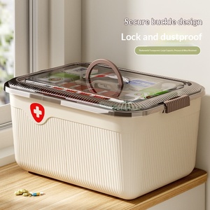 Boîte à médicaments en plastique de grande taille avec couvercle et compartiments, trousse de premiers secours familiale portable pour les urgences, livraison gratuite - Product Image 1