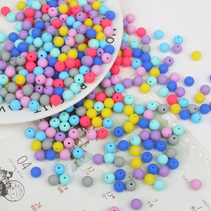 Food Grade <b>Silicone</b> Solid Color <b>Colorful</b> Accessories Loose Bracelet Round Beads Necklace Decorations - Product Image 2