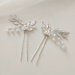 Nuevas horquillas hechas a mano para fiestas, bodas, accesorios para el cabello con perlas inidiscentes de ópalo de hoja de aleación para <span class=keywords><strong>tocado</strong></span> de <span class=keywords><strong>novia</strong></span> - Product Image 3