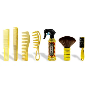 Outils de coupe de cheveux professionnels Kit de barbier brosse de nettoyage de poussière de cou placage à l'or résistant à la chaleur coiffeur ensemble de peignes de coiffeur