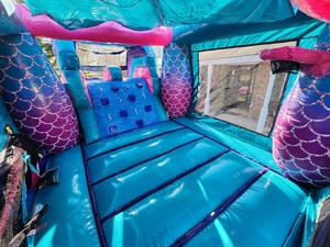 Castello Gonfiabile, Casa Rimbalzante, Combo Scivolo e Castello Gonfiabile a Tema Sirena per Bambini e Adulti con Ventilatore - Product Image 4