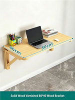 Table murale pliante en bois massif, bureau mural, table murale suspendue pour la salle à manger, poste de travail pour ordinateur portable, table de travail pour la maison