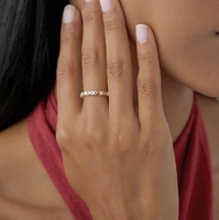 Bague de fiançailles demi-éternité en diamant X O Design, or massif 14 carats, alliance empilable pour homme et femme