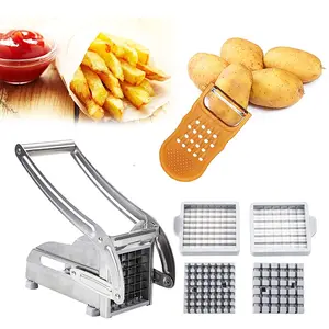 Potato Cutter Machine French Fries with 2 Blades Stainless Steel Potato Slicer Cutter Chopper French Fry Cutter