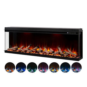 新型クラシック50 60 72 80 3面モダン薄型LED炎スマート電気暖炉オプションリアルログキット - Product Image 3