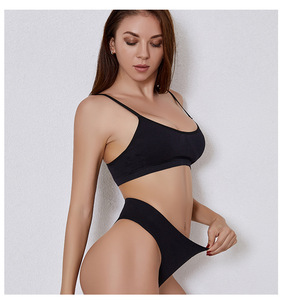 Conjunto de lencería sin aros para mujer: Sujetador tipo top con espalda hermosa, sin costuras, de sección delgada, sin marcas, talla grande, y bragas. - Product Image 6