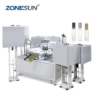 ZONESUN ZS-AFC21 Peristaltic Pump Monoblock Rotary Cosmetic Liquid Essential Oil Perfume Vials Filling Crimping Capping Machine