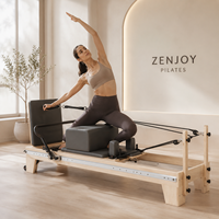 ZENJOY Dropshipping Reformer Pilates en bois d'érable à piste complète, équipement de fitness Pilates pour l'entraînement du tronc, pour la maison et le studio