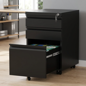 Modern Key Lock Adjustable A4 Steel Filing <b>Cabinet</b> 3 <b>Lockable</b> Drawers-<b>Storage</b> for Living Room Home Office School - Product Image 4