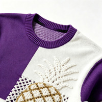 Pull-over en maille ajourée à manches longues pour femme, col rond, coupe oversize, style décontracté, Factory Fashion
