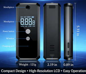 Testeur <span class=keywords><strong>d</strong></span>'<span class=keywords><strong>alcool</strong></span>émie Bluetooth portable personnel à pile combustible, haute précision, écran VA, temps de réponse de 5 secondes, prix usine - Product Image 5