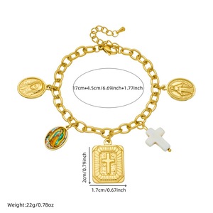 European Style Gold Plated Pendant <b>Set</b> With Cross Charm Necklace And <b>Bracelet</b> For Women Everyday Wear - Product Image 4