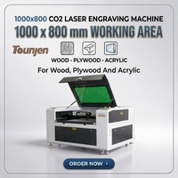 Graveur et découpeur laser CO2 1080 haute précision pour non-métaux, refroidissement par eau, contrôle Ruida, moteur Leadshine, pierre, caoutchouc, bois