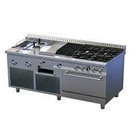 Cuisinière à gaz commerciale modulaire avec four à gaz, plaque de cuisson et paniers pour la cuisson des pâtes