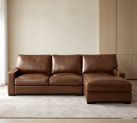 Canapé d'angle moderne en cuir avec chaise longue, canapé en forme de L, structure robuste en bois massif pour salon