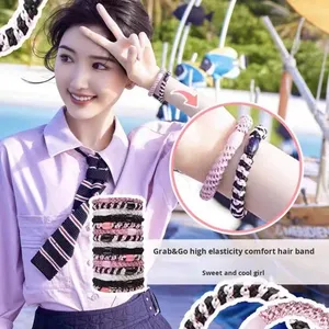 Élastiques à cheveux <span class=keywords><strong>arc</strong></span>-<span class=keywords><strong>en</strong></span>-<span class=keywords><strong>ciel</strong></span> pour femmes, élastiques à cheveux élastiques, bracelets pour filles, bandeaux épais, grands chouchous, Knekki Haar Elastiek - Product Image 2