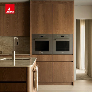 Gabinetes <span class=keywords><strong>de</strong></span> Cocina Minimalistas Japoneses Personalizados, Construcción <span class=keywords><strong>de</strong></span> Madera Contrachapada con Chapa <span class=keywords><strong>de</strong></span> Nogal Natural - Product Image 4