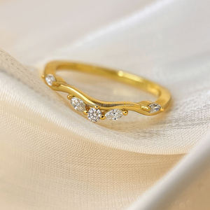 Bague en pierres précieuses classique de luxe, simple, mignonne, charmante, empilable, plaquée or 18 carats, plaquée rhodium, bijoux pour femmes - Product Image 3