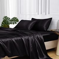 Parure de draps de luxe en satin 4 pièces, ensemble de literie soyeuse avec poches profondes pour la vente en gros