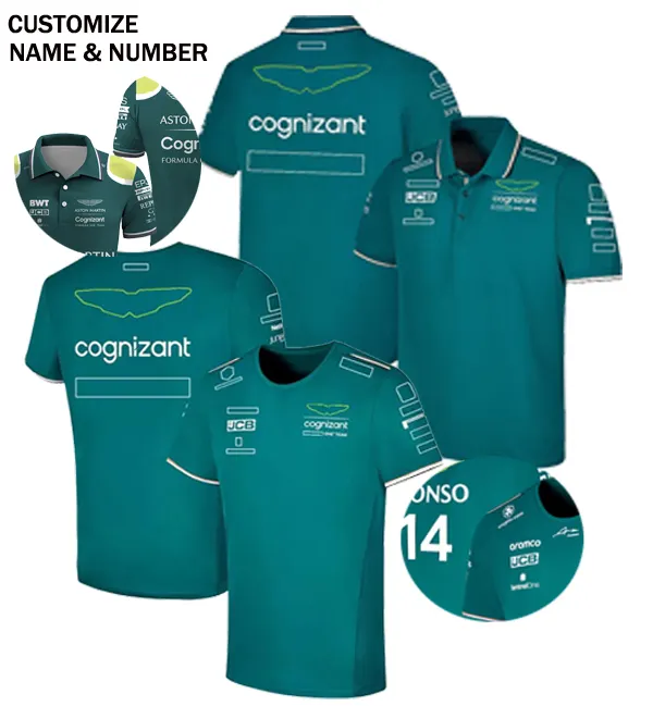Customize name number Aston Martin Aramco Cognizant F1 Fernando Alonso Team Driver jersey Uniform F1 racing T-shirt suit set