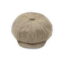 Gorra Octogonal con Visera de Lino Sintético, Estilo Británico Vintage, Unisex, Casual, Delgada, Transpirable, Ajustable, Calidad de Exportación