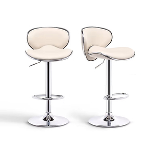 Sillas de Barra para Desayuno de Alta Calidad a Precio de Fábrica, Sillas de Barra Giratorias de Cuero PU Blanco con Altura Ajustable - Product Image 1