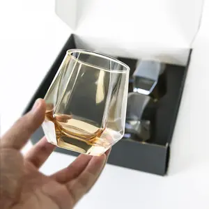 Verres à whisky du fabricant, verres à cocktail en forme de diamant transparent, verres uniques d'une capacité de 10 oz, lot de 4