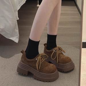 Mocasines de Plataforma Gruesos de Ante Marrón para Mujer al por Mayor Personalizados, con Cordones, Retro, Antideslizantes, Casuales, para el Día a Día - Product Image 5