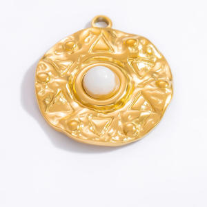 Colgantes de acero inoxidable chapados en oro de 18k con formas variadas para la fabricación de joyas, accesorios de piedra natural para bricolaje. - Product Image 3