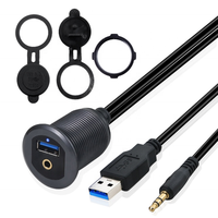 Nuevo Cable de Audio USB 3.0 con Montaje en Panel USB3.0 DC3.5mm y Cable de Extensión USB-A DC 3.5mm con LED Integrado para Coche y Motocicleta 2025