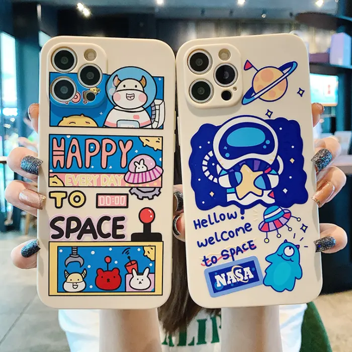 Funda de astronauta de dibujos animados para teléfono móvil, carcasa protectora suave con personalidad XS, diseño creativo, para 11Pro, Apple 13, iPhone 12