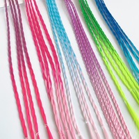 Go Party – perruque colorée arc-en-ciel pour enfants, bandes de cheveux élastiques, tresses synthétiques, porte-queue de cheval, Extensions de cheveux