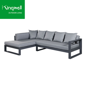 Venta al por mayor <span class=keywords><strong>KD</strong></span> embalaje exterior muebles impermeable salón conjunto aluminio jardín esquina sofá para interior balcón con tumbona - Product Image 2