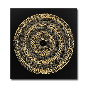 Lujosa Pintura Artística en Lienzo <span class=keywords><strong>con</strong></span> Mandala de Puntos 3D, Pintura al Óleo <span class=keywords><strong>con</strong></span> Lámina Dorada Pintada a Mano, Decoración de Pared Moderna <span class=keywords><strong>con</strong></span> Círculos Concéntricos Abstractos - Product Image 1