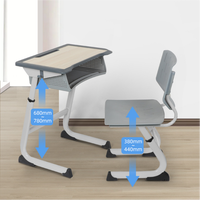 Meubles scolaires modernes en métal, chaises réglables en hauteur, ensembles scolaires pour enfants, tables et chaises, mobilier d'apprentissage en classe