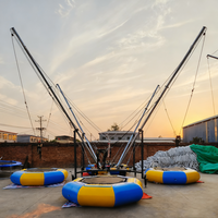Trampolín Inflable con Ruedas, Estilo Parque de Diversiones, Equipo de Salto de Alta Calidad, Material PP para Uso en Interiores y Exteriores