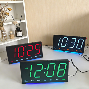 Horloge numérique intelligente LED colorée avec alarme, température, lumière ambiante, <span class=keywords><strong>calendrier</strong></span>, fonction snooze, réglage de la luminosité, décoration d'intérieur - Product Image 2