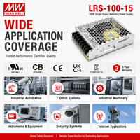 Alimentation à découpage MEANWELL LRS-100-15 105W 15VDC, boîtier métallique compact pour équipement de contrôle d'automatisation industrielle