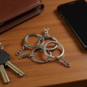 Portachiavi con catena da 25 mm, colore argento, confezione da 10 pezzi - Product Image 2