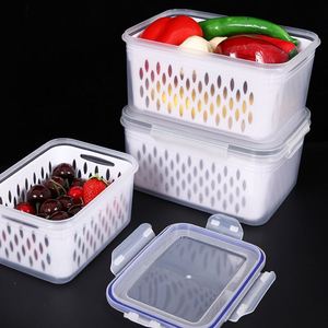 Boîte de rangement transparente OEM en plastique pour réfrigérateur, distributeur, panier de drainage, fraîcheur, qualité alimentaire, pour cuisine - Product Image 1