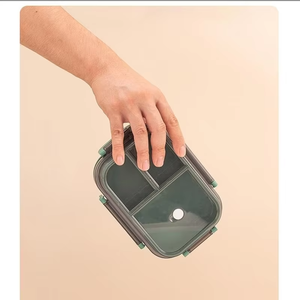 Portable Sealed Lunch Box 2Tier Lattice Microwave Available Heating Student Office Staff Fruit Food <b>Containers</b> with Forks Spoons - Product Image 3