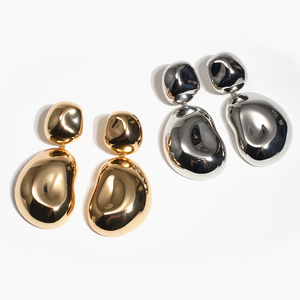 Nieuwe collectie mode sieraden onregelmatige geometrische oorbellen goud/zilver glanzend goud dikke oorbellen - Product Image 4