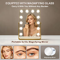 12 Bulbs Style Smart LED Display Screen Lighted Dimmable Square Makeup Desktop Vanity Mirror Personalized Custom Logo Customized