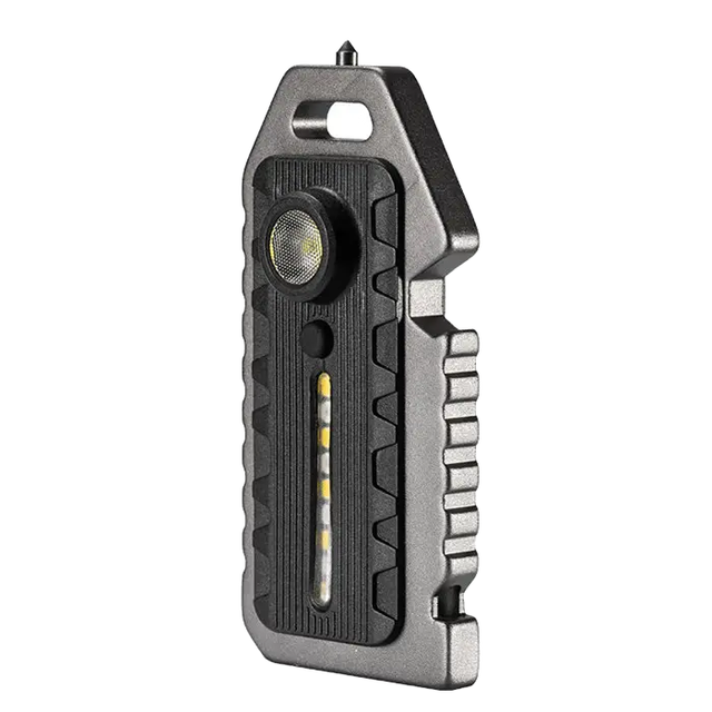 Mini LED Rechargeable EDC Aluminum Alloy Flashlight with COB Light & Safety Rescue Whistle Red Blue White Warning Light