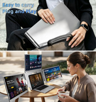Moniteur externe portable OEM ODM 18,5 pouces Full HD IPS, triple écran pour ordinateur portable, moniteur pliable, 100% sRGB, Plug and Play