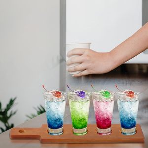 Bandeja de vuelo de vaso de chupito de paleta de vino y cerveza con logotipo personalizado, tabla de servicio de madera estilo <span class=keywords><strong>amor</strong></span> con decoración láser empaquetada en caja - Product Image 4