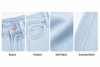 Jeans de Mujer, Color Azul Hielo, Lavado Decolorado, Corte Holgado y Recto, Estilo Vintage Y2K